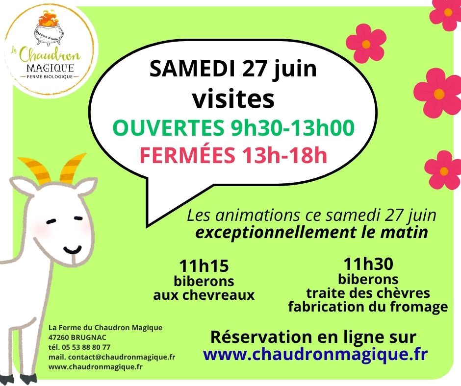 illustration Samedi 27 juin : ouverture le matin !