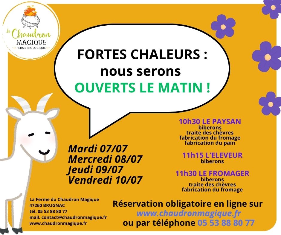 illustration Fortes chaleurs du 07 au 10 juillet : visites le matin !